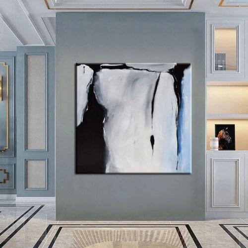 100% Hand Painted Oil Paintings Hand made on Canvas Black Gray Blue Abstract Art Wall Pictures for Living Room Home Wall Decor