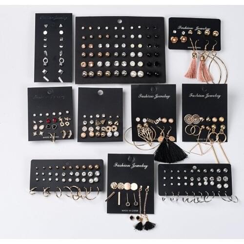 2021 New Womens Earrings Set Pearl Earrings For Women Bohemian Fashion Gift Jewelry Geometric Crystal Heart Stud Earrings