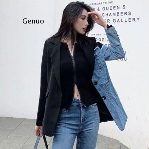 Suit Women New Spring and Autumn Fashion Personality Irregular Denim Jacket Slim Small Suit Female Blazer Blazers
