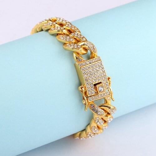 Creative Men and Women Inlaid Large Gold Chain Thick Bracelet Popular Thick Bracelet Jewelry Exquisite Gifts