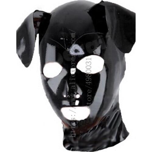 Black dog latex hood mask what is made of 0.4mm thickness natural & flexible latex materials