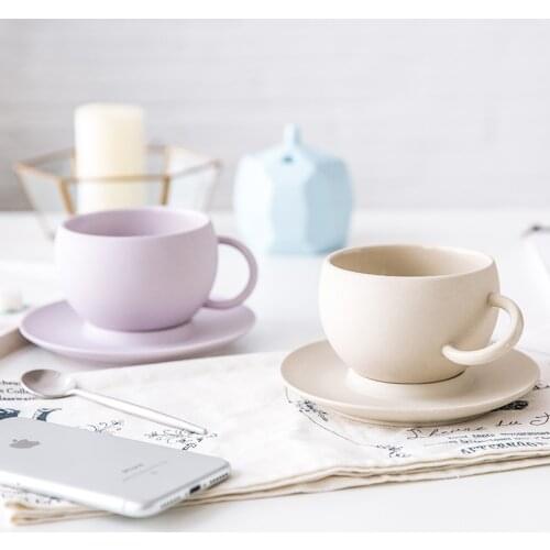 Matte Simple Coffee Cups Cute Mate Ceramic Japanese Cups And Saucer Set Cup Unique Home Milk Tea Cups Kubek Coffee Set DE50BD