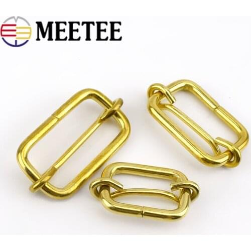 2/4pcs Meetee Metal Solid Brass Slides Tri-glides Wire-formed Roller Pin Buckles Strap Adjuster Harness for Bag Part Accessories