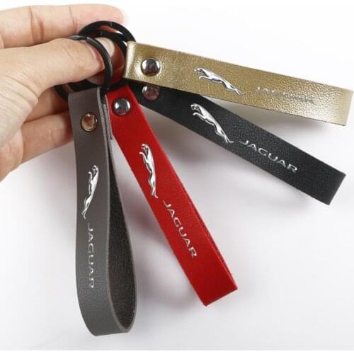 Metal Stainless Steel Car Key Ring Leather Keychain Key Ring Chain for Jaguar XF XE XFL XEL XJL XJ F-PACE E-PACE Accessories