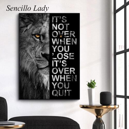 Never Give Up Motivational Wall Art Poster Lion Inspirational Quotes Canvas Painting Print Decorative Artwork Picture Home Decor
