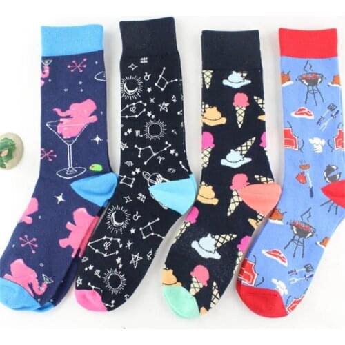 Novelty Cotton Socks Men Women New Arrival Creativity Print Street Skateboard Mid Socks 7 Styles Top Quality Crazy Mens Socks