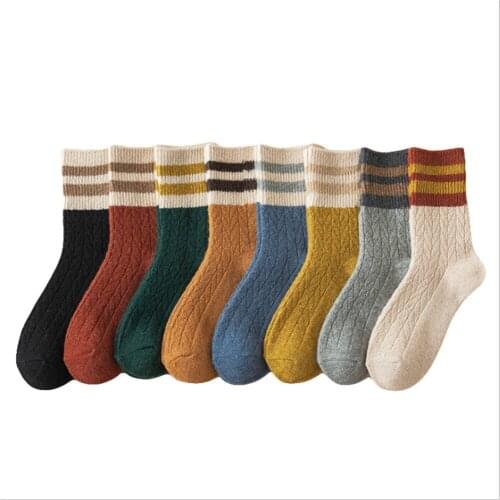 New Socks Women Winter Wool Socks Korean College Wind Tube Socks Ins Street Fashion Student Socks Long Tube Cotton Socks