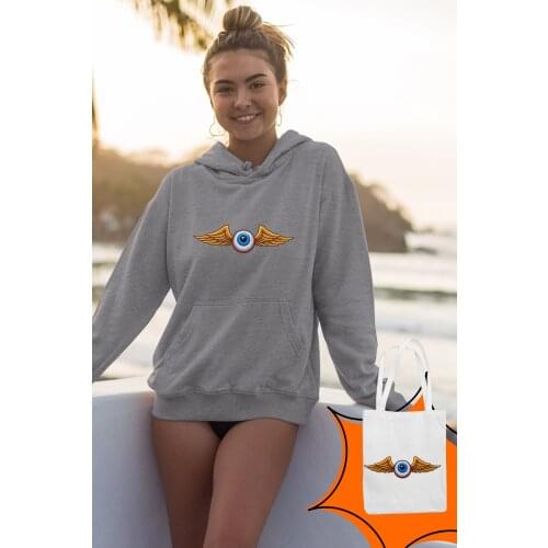 Angemiel Wear Kantalı Eye Gray Women 'S Hooded Sweatshirt Bags Kombin