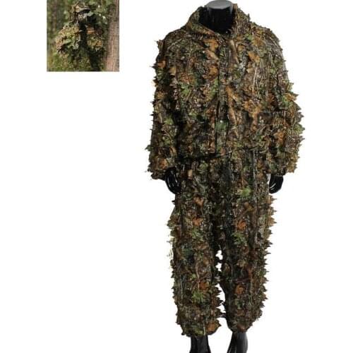 Hunting Clothes Airsoft Army Sniper Ghillie Suit Set 3D Camo Bionic Leaf Camouflage Jungle Woodland Hunting Ghillie Suit