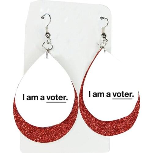 Whole Sale Two Layers Glitter Faux Leather Cricut I M A Voter Earrings Thanks Giving Gift Double Bulk Order