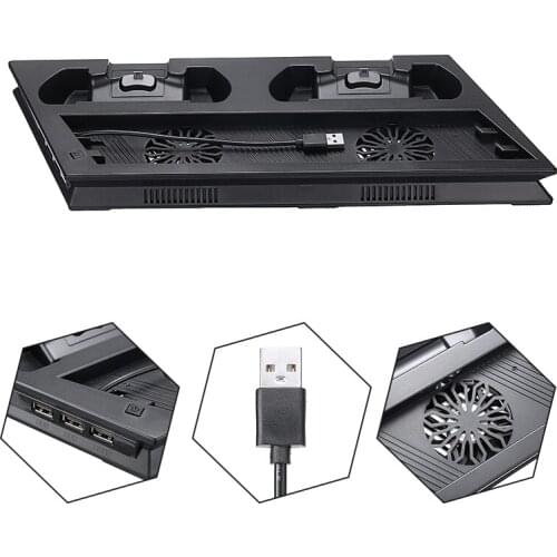 Pohiks 1pc Black Multifunctional Cooling Fan Base Stand Holder High Quality Cooler Vertical Charging Bracket For PS4 Pro