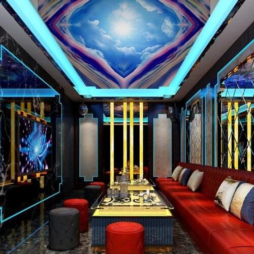 Custom 3D Waterproof Wallpaper High-end Color Dreamy Blue Sky Ceiling Mural Living Room TV Background Home Decorative Wall Cloth