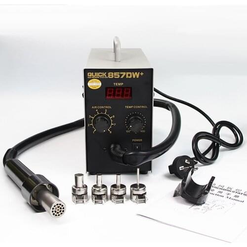 QUICK 857DW+ Solder Station 580W Desoldering Station Digital Display Led IC Repair Pcb Air Pump Hot Air Gun Eddy Current Station