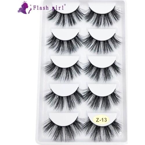 Flash Girl 3D Faux Mink Eyelashes Fluffy Eyelashes Extensions 5 Pairs Makeup Colorful Eyelash