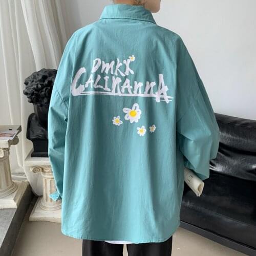 Plus Size 5XL-M Autumn Winter Long Sleeve Men Casual Shirts All Match Fashion Letter Print Loose Chemise Homme Streetwear Sale