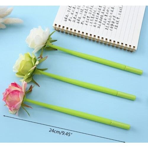 3 Pack 3D Rose Flower Gel Pen Refillable Liquid Gel Pen 0.5mm Refills Party Giveaways Supplies Class Reward for School