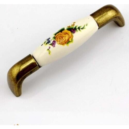 96mm Rural ceramic Bronze kitchen cabinet handle retro style dresser drawer wine cabinet knob antique brass furniture handle