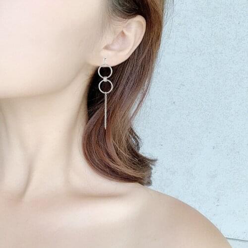 Korean Version Of The Simple Chain Circle Long Tassel Ear Jewelry Female Fashion Hot Temperament Personality Hip Hop Earrings