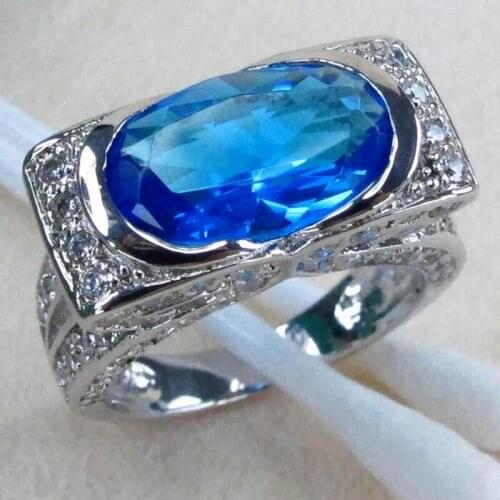 SHUNXUNZE charm Engagement wedding rings Jewelry & Accessories for women alibaba-express Blue Cubic Zirconia Rhodium Plated R908