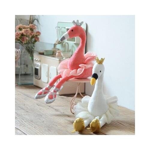 Cute Swan & flamingo Plush Toys with crown soft suffed plush animal toy for children chrismas birthday gift