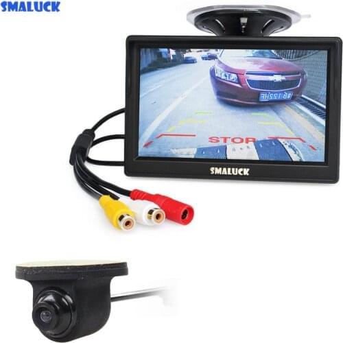 SMALUCK 5 inch LCD Backup Rear View Car Monitor + Waterproof Color HD Rear View Car Camera for Front Rear Side View