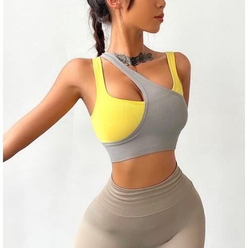 ATHVOTAR Contrasting Color Sports Underwear Female High-Intensity Gathering Shockproof Running Fitness Bra Training Yoga Bra