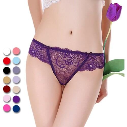 UNLIMON Women Panties Sexy Lace Transparent Nylon Thongs Low-Rise Underpants Briefs Free Shipping Plus Size String Underwear