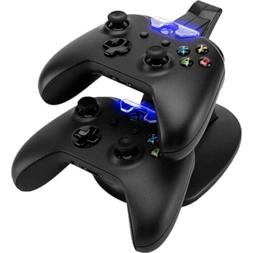 Controller Charger for Xbox One, LED Dual Docking Charging Station Stand for Xbox One/Xbox One S Controller with USB Cable
