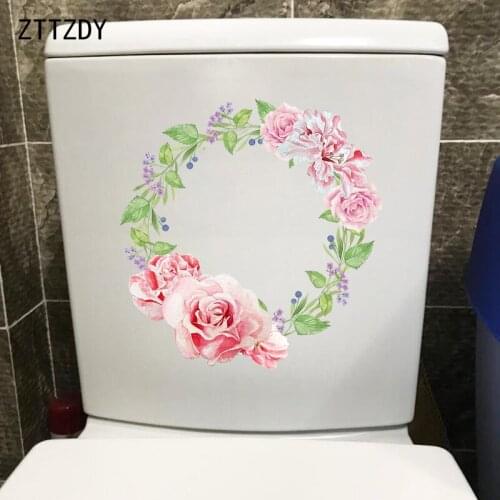 ZTTZDY 21.6*22.4CM Watercolor Garland Modern Art Toilet Seat Stickers Home Wall Decal Decor T2-0270