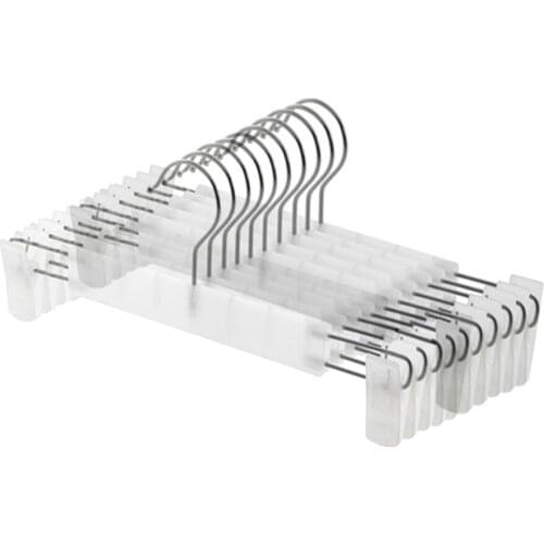 10x Non Slip Hanger Rack Pants Hangers with Clips Dress Socks Clothes Hanger