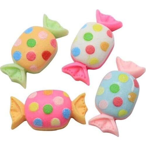 20Pcs Colorful Dot Simulation Candy Flat back Resin Cabochon Fake Food Fit Phone Decoration DIY Scrapbooking Accessories 12*24mm