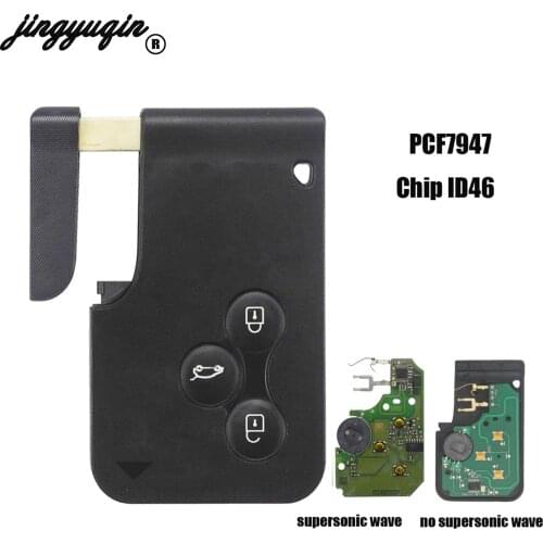 Jingyuqin 3 Button 433Mhz ID46 PCF7947 Chip & Insert Small Blade Remote Smart Key Card for Renault Megane Scenic Grand