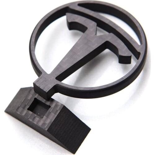 Real Carbon Fiber 3D Emblem Stickers For Tesla Model 3/X/S/Y Accessories Tail Logo "T" Badge Upright Ornament