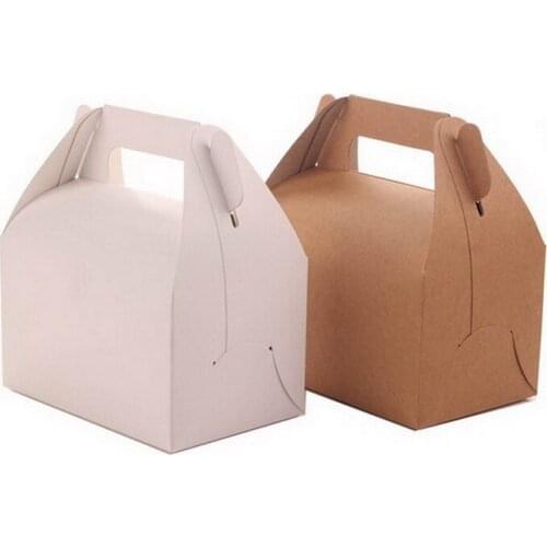 500pcs Retro Portable Cupcake Box Kraft Paper Gift Box Wedding Candy Cake Packing Box 13*8.5*8cm W9976