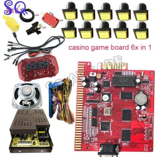 6X in 1 Casino Game Kit Multigame Slot Motherboard 36pin Jamma Cable 33mm LED Push Button Building Gambling Machine SQ Arcade