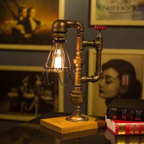 American industrial windpipe lamp bedroom bedside lamp Edison dimmer lamp