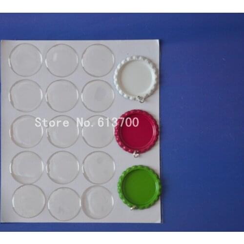 Free Shipping:1500pcs Colorful Linerless Flatten Bottle Caps With Holes and Rings +1500pcs 1" Round Clear Epoxy Sticker