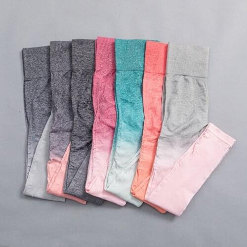 Seamless Women High Waist Push Up Yoga Pants Workout Fitness Jogging Running Sports Trousers Gym Tights Gradient Leggings
