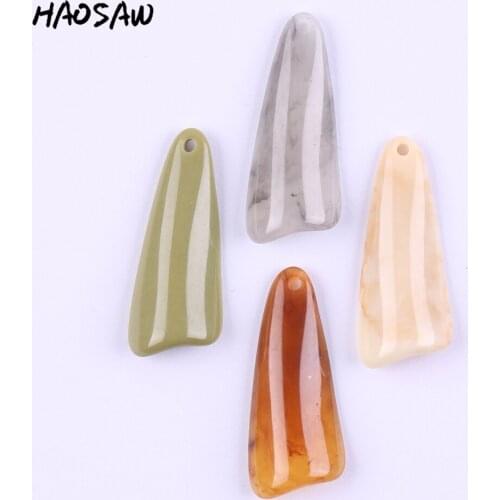 HAOSAW 15*37MM 6Pcs/Lot Jewelry Accessories/Resin Beads/DIY/Marble Effect/Long Shape/Jewelry Making/Hand Made/Earring Findings