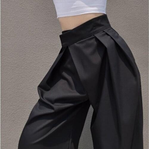 TVVOVVIN 2021 new wide leg loose high waisted suit pants casual design feeling hang down straight suit pants BFKA