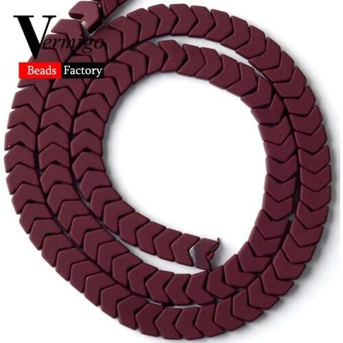 Natural Stone Red Wine Nanotech Rubber Arrow Shape Hematite Beads For Jewelry Making 6*3mm Spacer Beads Diy Bracelet Accessories