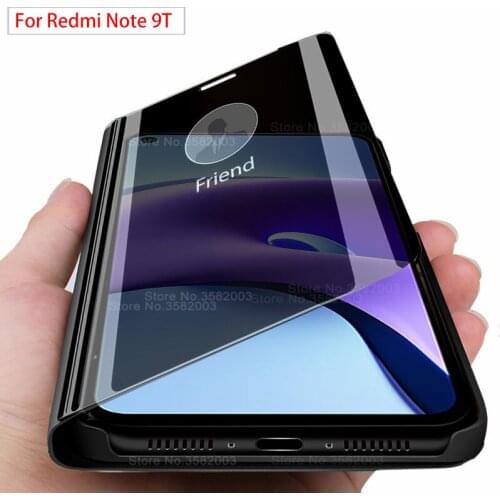 Note9t Case Smart Mirror Phone Cases For redmi note 9t flip leather cover funda for xiaomi redmi note 9t phone shell cover coque