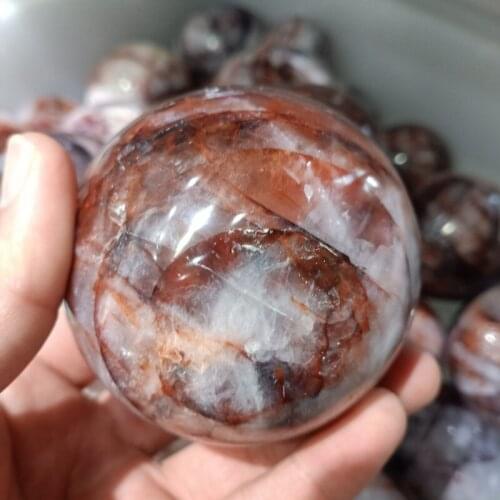 Dhxyzb 50-75mm nature crystal sphere crystal quartz Red reef flower quartz ball reiki healing stones Gift wooden base home Decor