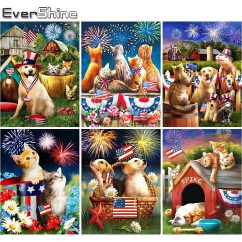 Evershine 5D DIY Diamond Embroidery Dog Cross Stitch Kit Diamond Painting Animal Handmade Gift Home Decorations