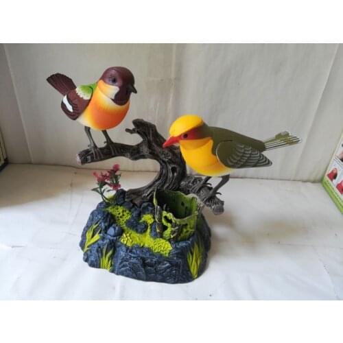 Artificial birds model,large 18x20cm voice control sounds couples birds handicraft home decoration Christmas gift b1289