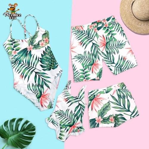 Mother And Daughter Swimwear Mommy And Me Bikini Swimsuit Family Look Matching Outfits Dad Son Shorts Summer Men Boy Clothing