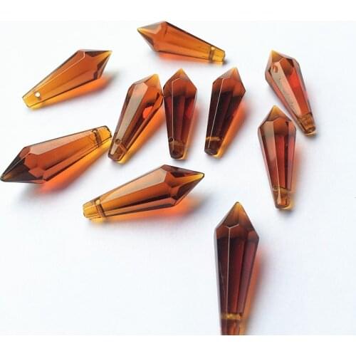 HOT Selling! 100pcs Brown crystal chandelier lamp parts 36mm Glass Prism Teardrops pendants (Free Chorme Rings )Free Shipping