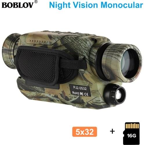 BOBLOV PJ2 Infrared Digital Night Vision Monoculars 16GB TF card full dark 5X32 150Y Range Hunting Monocular Hunting Camera