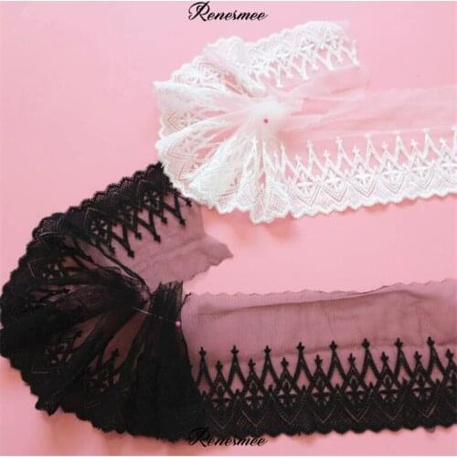 1Yard Soft Ivory Tulle Mesh Ivory Black Fabric Venise Lace Trim Embroidery Sewing Crafts Doll Material Lace Edge Skirt 10cm S434