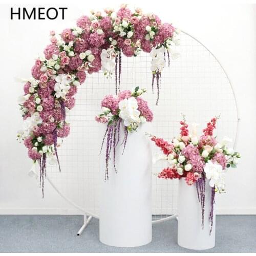 New Homemade Luxury Artificial Flower Row Wedding Arch Backdrop Decor Props Table Centerpieces Flower Arrangement Party Display